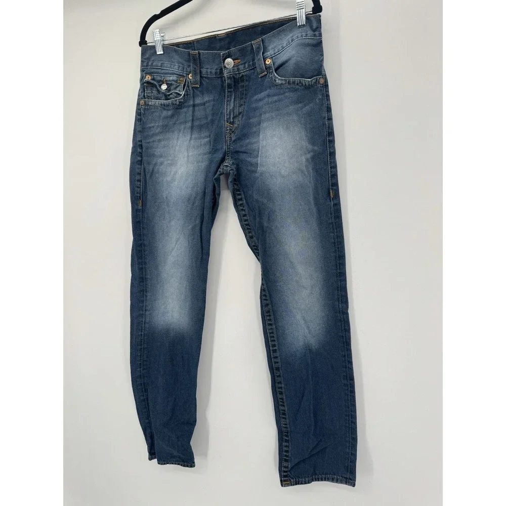 True Religion World Tour Section Slim Seat Jeans Light-Mid Wash Men's 32 USA Y2K